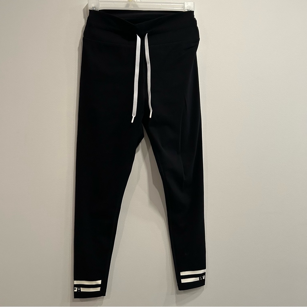 White Fox Boutique Black Leggings with White Drawstring